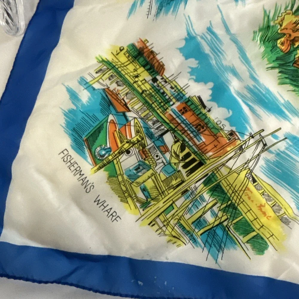 VTG San Francisco‎ Souvenir Scarf Cable Car Golden Gate Bridge Landmarks Travel